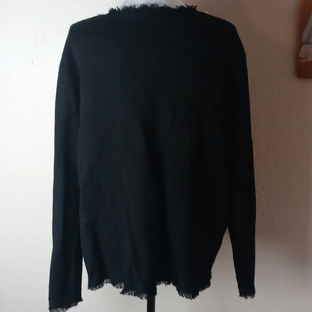 Elena Miro Black Sweater Cardigan with Pearl Trim - Picture 4 of 11